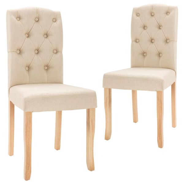 vidaXL Valgomojo kėdės, 2vnt., kreminės spalvos, audinys