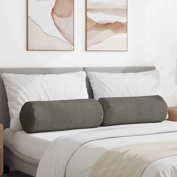 vidaXL Pagalvės 2 pcs &Scaron;viesiai pilka &Oslash; 25 x 70 cm Kordūrinis audinys