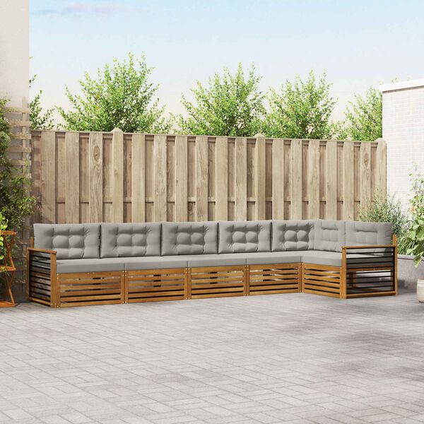 vidaXL Lauko sofos komplektas 6 pcs Natūrali ir &scaron;viesiai pilka