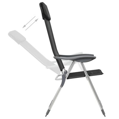 vidaXL Sulankstomos kempingo kėdės, 2 vnt., juodos, aliuminis