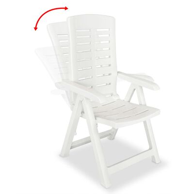 vidaXL Atlošiamos sodo kėdės, 2 vnt., plastikas, balta spalva
