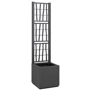 vidaXL Sodas vazonas su trellis Tamsiai pilka 36 x 36 x 140 cm PP