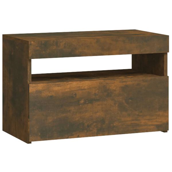 vidaXL Naktinė spintelė su LED, dūminio ąžuolo, 60x35x40cm