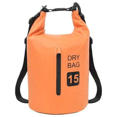 vidaXL Vandeniui atsparus krepšys su užtrauktuku, oranžinis, PVC, 15l