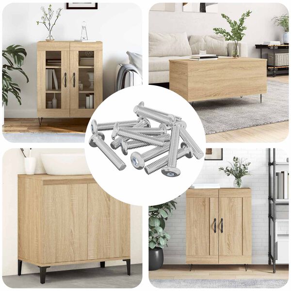 vidaXL Galvos užrakto varžtas 12 pcs Sidabro M6 x 35 mm Plienas