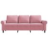 vidaXL Trivietė sofa, rožinės spalvos, 180cm, aksomas