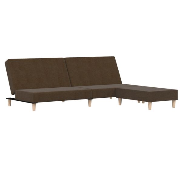 vidaXL Dvivietė sofa-lova su pakoja, rudos spalvos, audinys