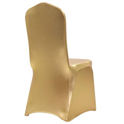 vidaXL Įtempiami kėdžių užvalkalai, 6vnt., auksinės spalvos