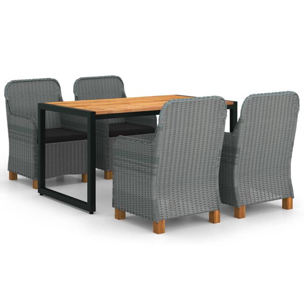 vidaXL Sodo valgomojo baldų komplektas, 5 dalių, &scaron;viesiai pilkas