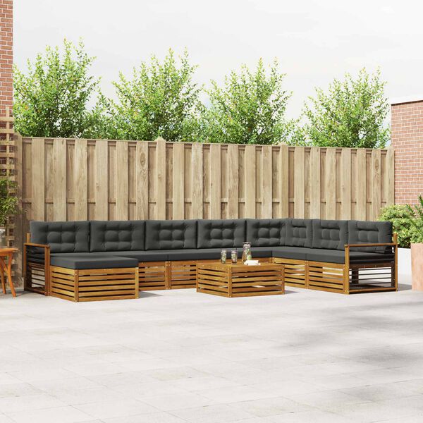 vidaXL Sofų komplektai su pagalve 9 pcs Natūralus ir antracitas