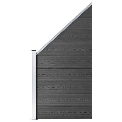 vidaXL Tvoros segmentų rinkinys, juodos spalvos, 1484x(105-186)cm, WPC