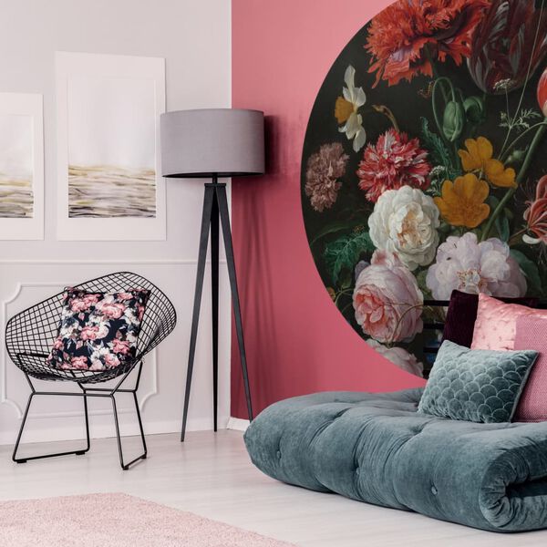 WallArt Tapetai Golden Age Flowers, 142,5cm, apskriti