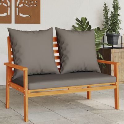 vidaXL Sodo sofa-suoliukas su pagalvėlėmis, 120cm, akacijos masyvas
