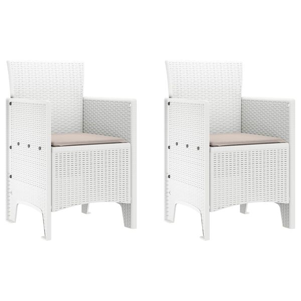 vidaXL Sodo Kėdė su pagalve 2 pcs Balta 53 x 49 x 85 cm Polipropilenas