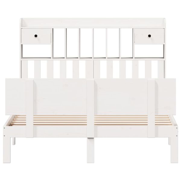 vidaXL Lova su knygų spinta be čiužinio, balta, 140x200cm, pušis