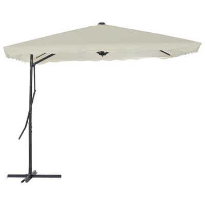 vidaXL Lauko skėtis su plieniniu stulpu, smėlio sp., 250x250 cm
