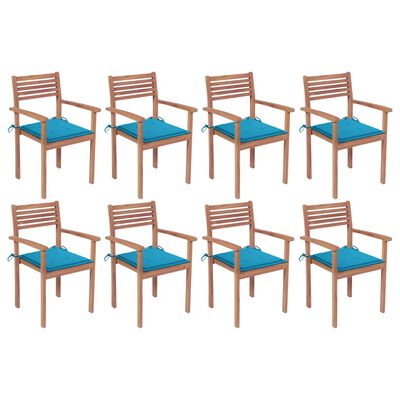 vidaXL Sudedamos sodo kėdės su pagalvėlėmis, 8vnt., tikmedžio masyvas