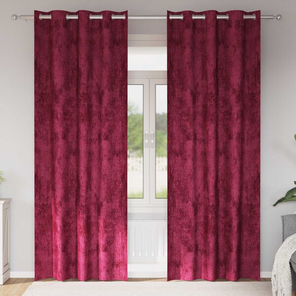 vidaXL Aksominio tipo užuolaidos 2 pcs Vyno raudonumo 245 x 140 cm