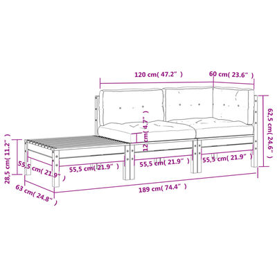 vidaXL Sodo sofa su pagalvėlėmis ir pakoja, douglas eglės masyvas