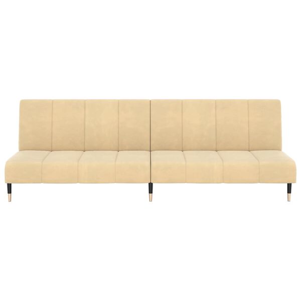 vidaXL Dvivietė sofa-lova, kreminės spalvos, aksomas