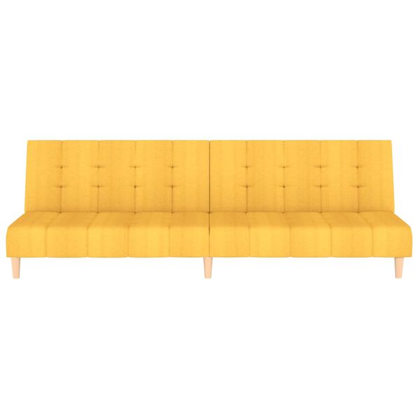 vidaXL Dvivietė sofa-lova, geltonos spalvos, audinys