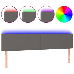 vidaXL Galvūgalis su LED, pilkos spalvos, 160x5x78/88cm, dirbtinė oda
