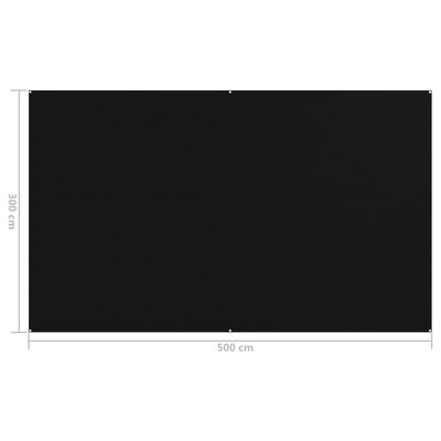 vidaXL Palapinės kilimėlis, juodos spalvos, 300x500cm
