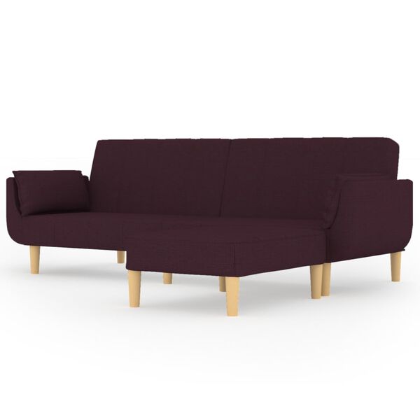 vidaXL Dvivietė sofa-lova su pakoja ir pagalvėmis, violetinė, audinys