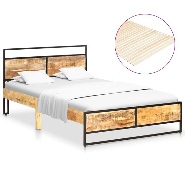 vidaXL Lovos rėmas, 120x200cm, mango ir pu&scaron;ies medienos masyvai