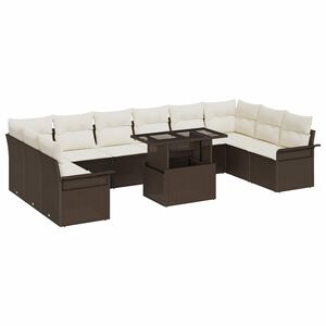vidaXL Sodo Sofų Rinkinys su pagalve 11 pcs Ruda Poli ratanas
