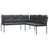 vidaXL Sodo sofa su pagalvėlėmis, juoda, plienas/tekstilenas