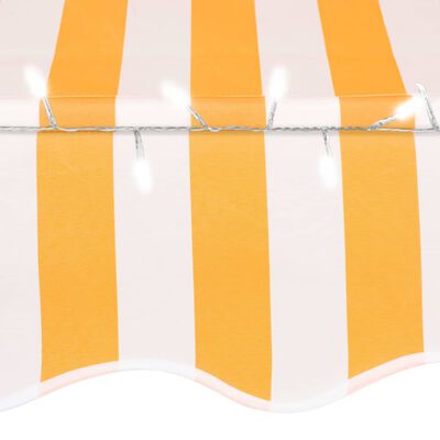 vidaXL Rankinė ištraukiama markizė su LED, balta ir oranžinė, 250cm