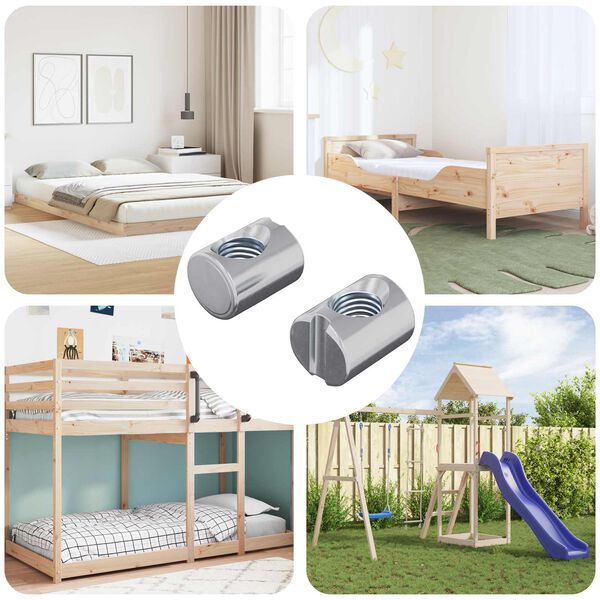 vidaXL Cilindrinės veržlės 2 pcs Sidabro M6 x 13 mm Metalas