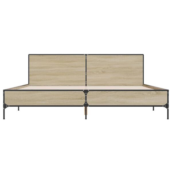 vidaXL Lovos rėmas, ąžuolo, 200x200cm, apdirbta mediena ir metalas