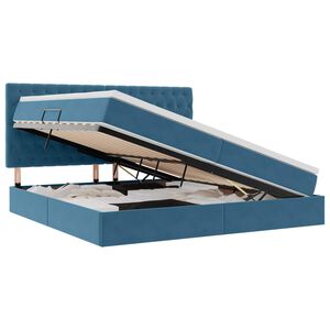 vidaXL Lova su daiktų laikymo vieta ir LED Tamsiai mėlyna 200 x 200 cm