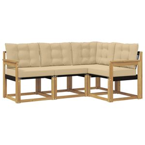 vidaXL Lauko sofos komplektas su pagalve 4 pcs Balta ir kreminė