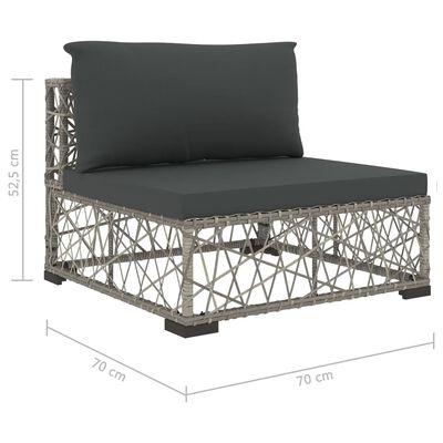 vidaXL Sodo baldų komplektas su pagalvėmis, 10 dalių, pilkas, ratanas
