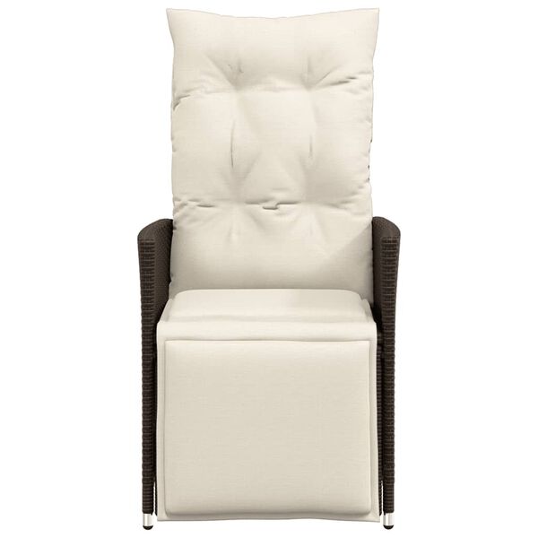 vidaXL Atlošiamos sodo kėdės su pagalvėmis, 2vnt., rudos, poliratanas