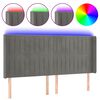 vidaXL Galvūgalis su LED, &scaron;viesiai pilkas, 203x16x118/128cm, aksomas