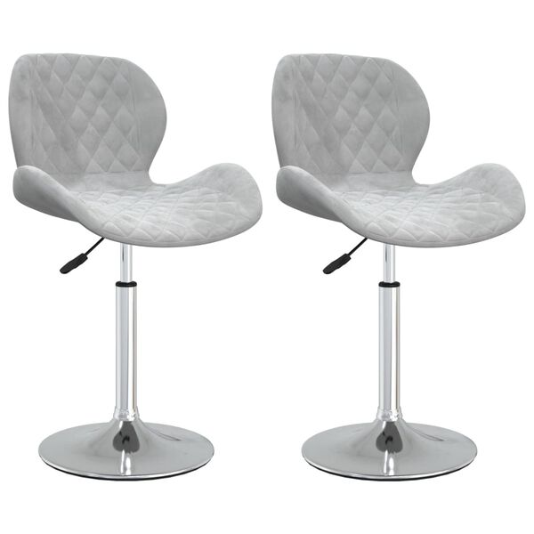 vidaXL Pasukamos valgomojo kėdės, 2vnt., &scaron;viesiai pilkos, aksomas