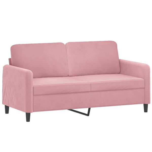 vidaXL Dvivietė sofa, rožinės spalvos, 140cm, aksomas