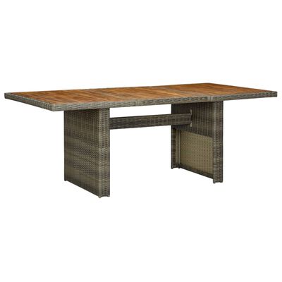 vidaXL Sodo stalas, rudos spalvos, poliratanas ir akacijos masyvas