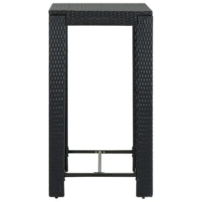 vidaXL Sodo baro staliukas, juodas, 60,5x60,5x110,5cm, poliratanas