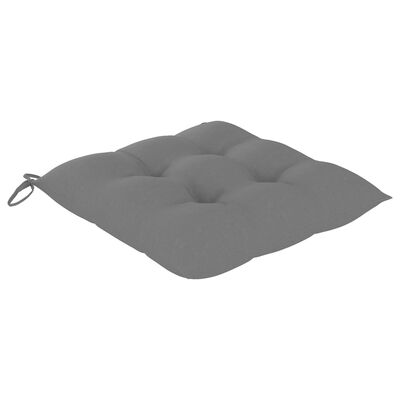 vidaXL Sodo kėdės su pilkomis pagalvėmis, 3vnt., tikmedžio masyvas