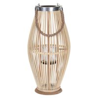 H&S Collection Žibintas, natūralios spalvos, 24x48cm, bambukas