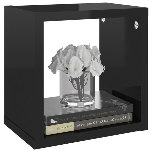 vidaXL Sieninės lentynos, 6vnt., juodos, 22x15x22cm, kubo formos