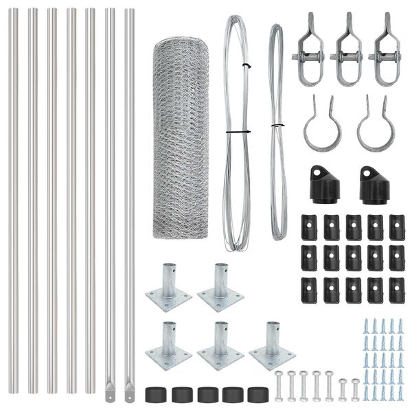 vidaXL Tvorelės stulpas Sidabro 10 x 0,6 m (13 mm tinklelis) Plienas