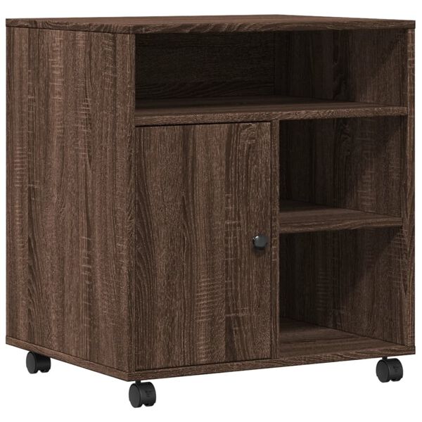 vidaXL Spausdintuvo stovas su ratukais, rudas ąžuolo, 60x50x67cm