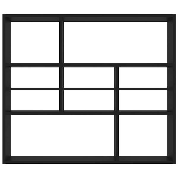 vidaXL Sieninė lentyna, juodos spalvos, 90x16x78cm, apdirbta mediena