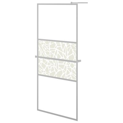 vidaXL Dušo sienelė su lentyna, chromo, 80x195cm, stiklas/aliuminis